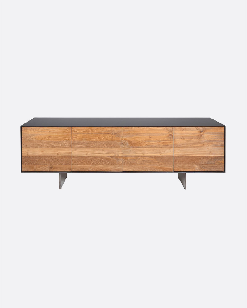Aparador GEOX de madera de teca reciclada y hierro 208 x 45 x 72,5 cm en color natural