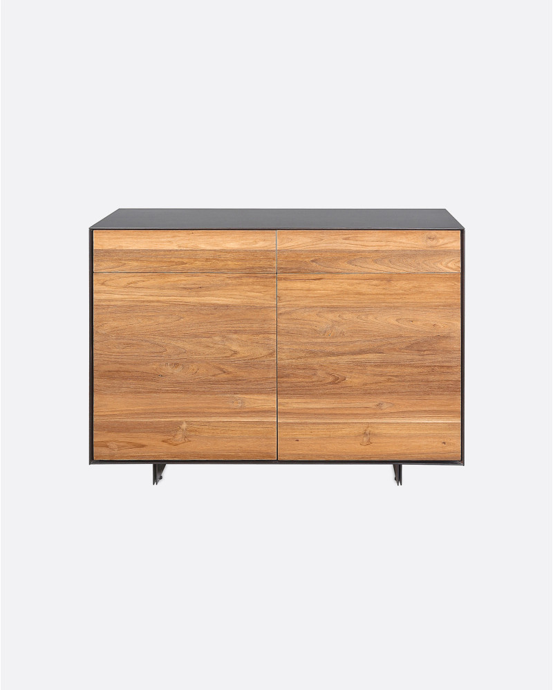 Aparador GEOX de madera de teca reciclada y hierro 120 x 40 x 90 cm
