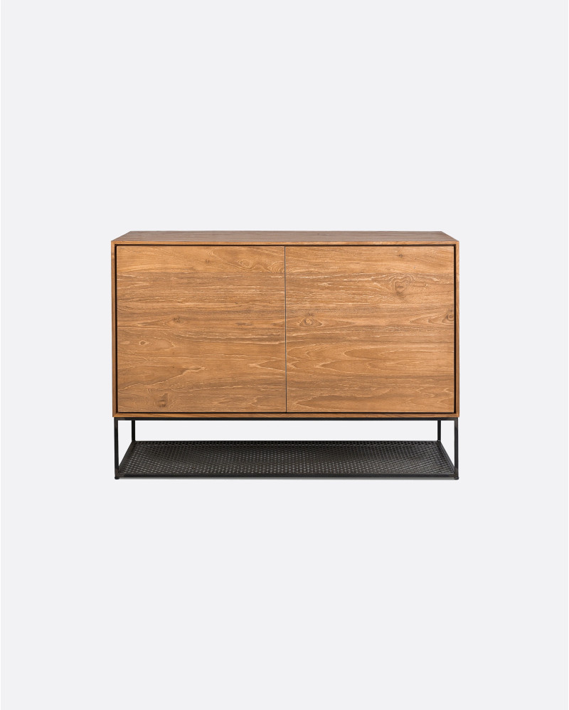 ONETWO sideboard in recycled teak wood and iron 110 x 40 x 78 cm