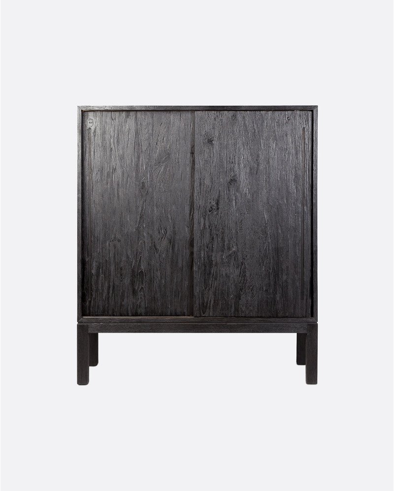 EROSI cabinet in recycled teak wood 110 x 45 x 130 cm in black colour