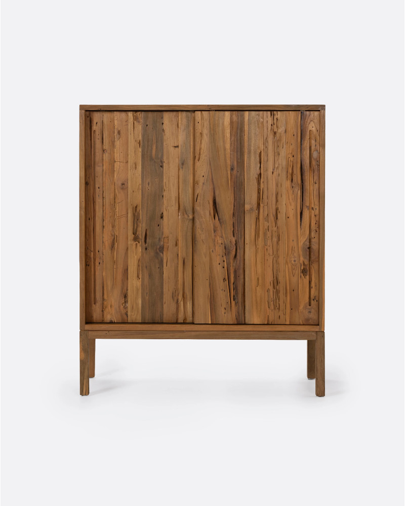 Vitrina EROSI de madera de teca reciclada 110 x 45 x 130 cm en color natural