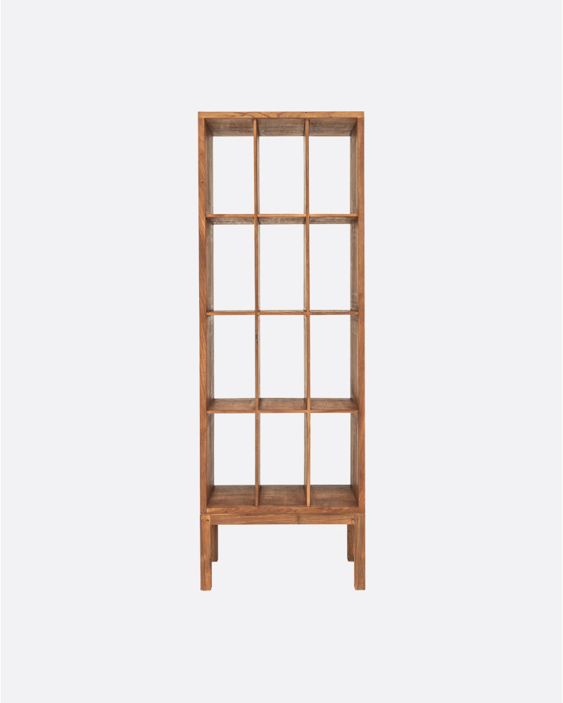 Estantería EROSI de madera de teca reciclada 60 x 37 x 180 cm en color natural