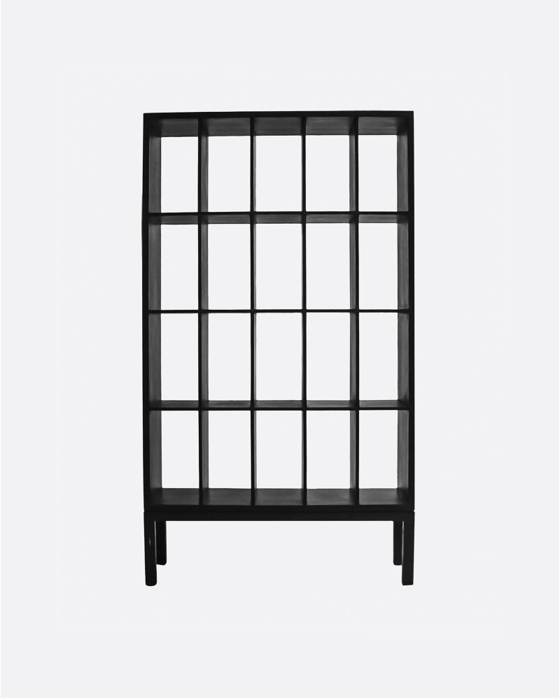 EROSI bookcase in recycled teak wood 100 x 37 x 180 cm in black colour