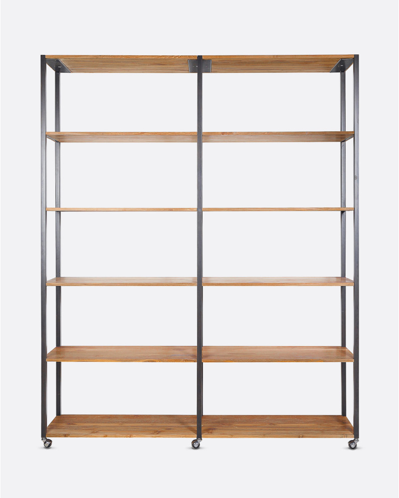 Étagère ONETWO en bois de teck recyclé et fer 200 x 45 x 250 cm