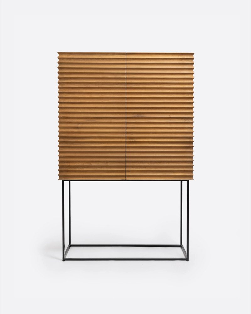 Vitrina TAMAN de madera de teca reciclada y hierro 110 x 45 x 170 cm en color natural