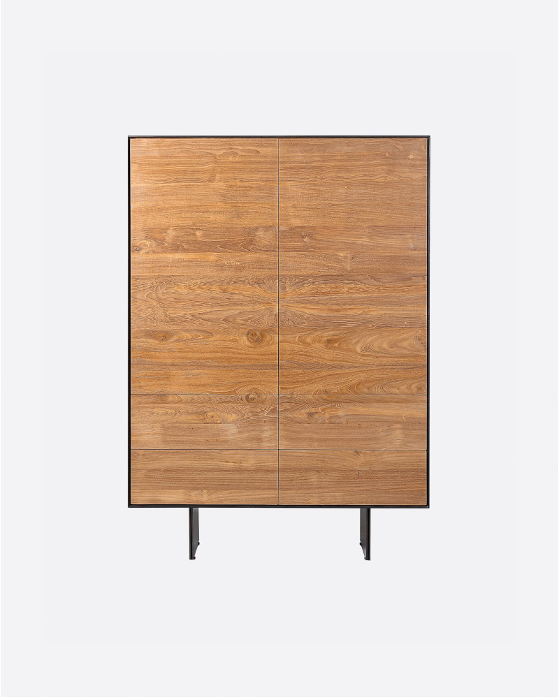 Vitrina GEOX de madera de teca reciclada y hierro 105 x 40 x 150 cm