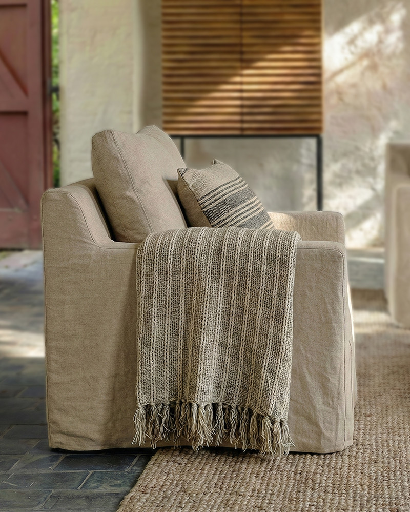 BEETHOVEN LINEAL 1-seater sofa in linen 80 x 88 x 94 cm natural