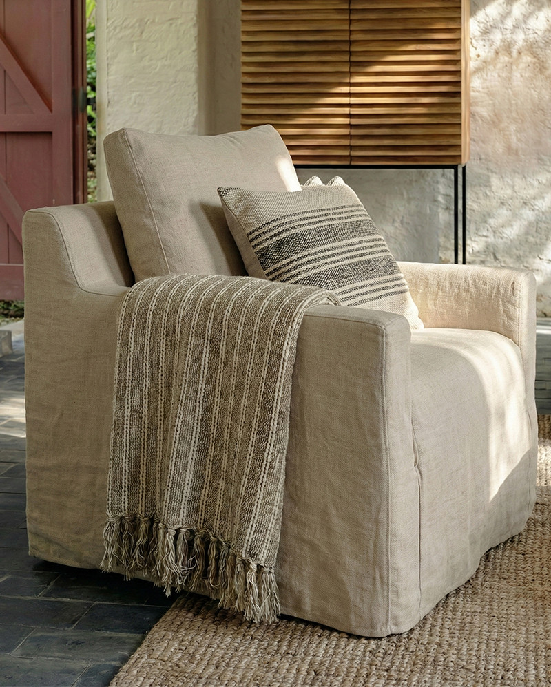 BEETHOVEN LINEAL 1-seater sofa in linen 80 x 88 x 94 cm natural