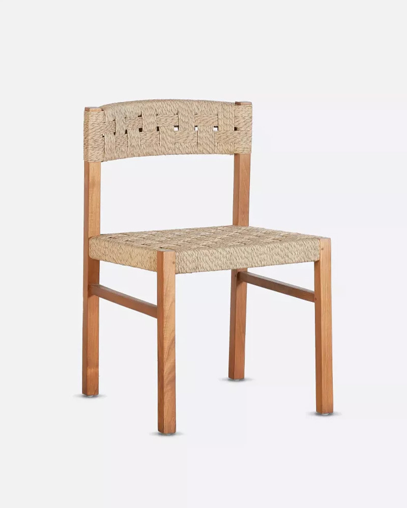 CORA outdoor chair in teak wood and synthetic cord 52 x 55 x 77 cm in natural colour