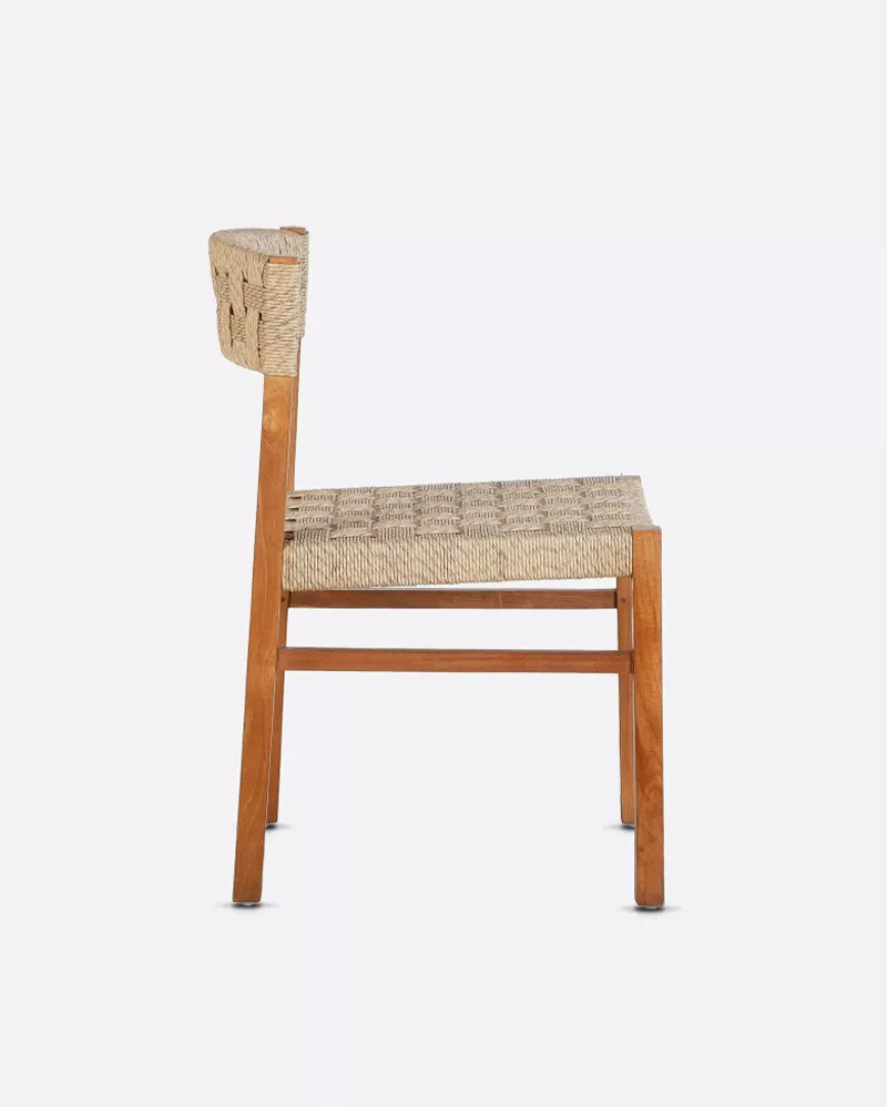 CORA outdoor chair in teak wood and synthetic cord 52 x 55 x 77 cm in natural colour