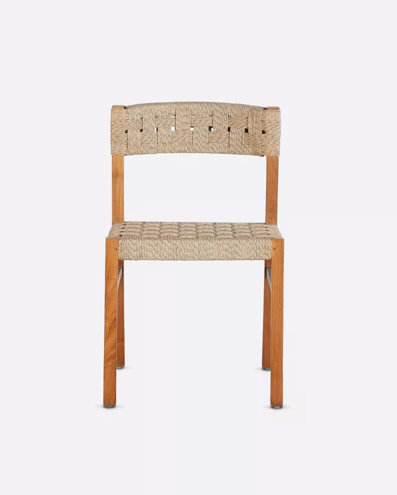 CORA outdoor chair in teak wood and synthetic cord 52 x 55 x 77 cm in natural colour