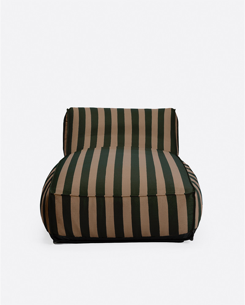 Chaise longue XL de exterior CACCINI 80 x 190 x 80 cm en color natural y verde oscuro (Sahara)