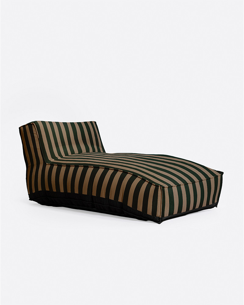 Chaise longue XL de exterior CACCINI 80 x 190 x 80 cm en color natural y verde oscuro (Sahara)