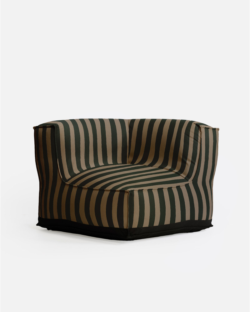 Sofá de exterior CACCINI rinconero 95 x 95 x 80 cm en color natural y verde oscuro (Sahara)