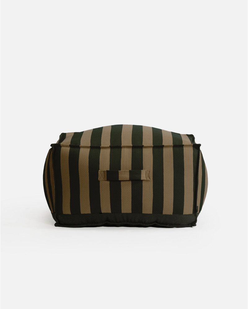Pouf d'extérieur CACCINI 80 x 80 x 45 cm en couleur naturel et vert foncé (Sahara)