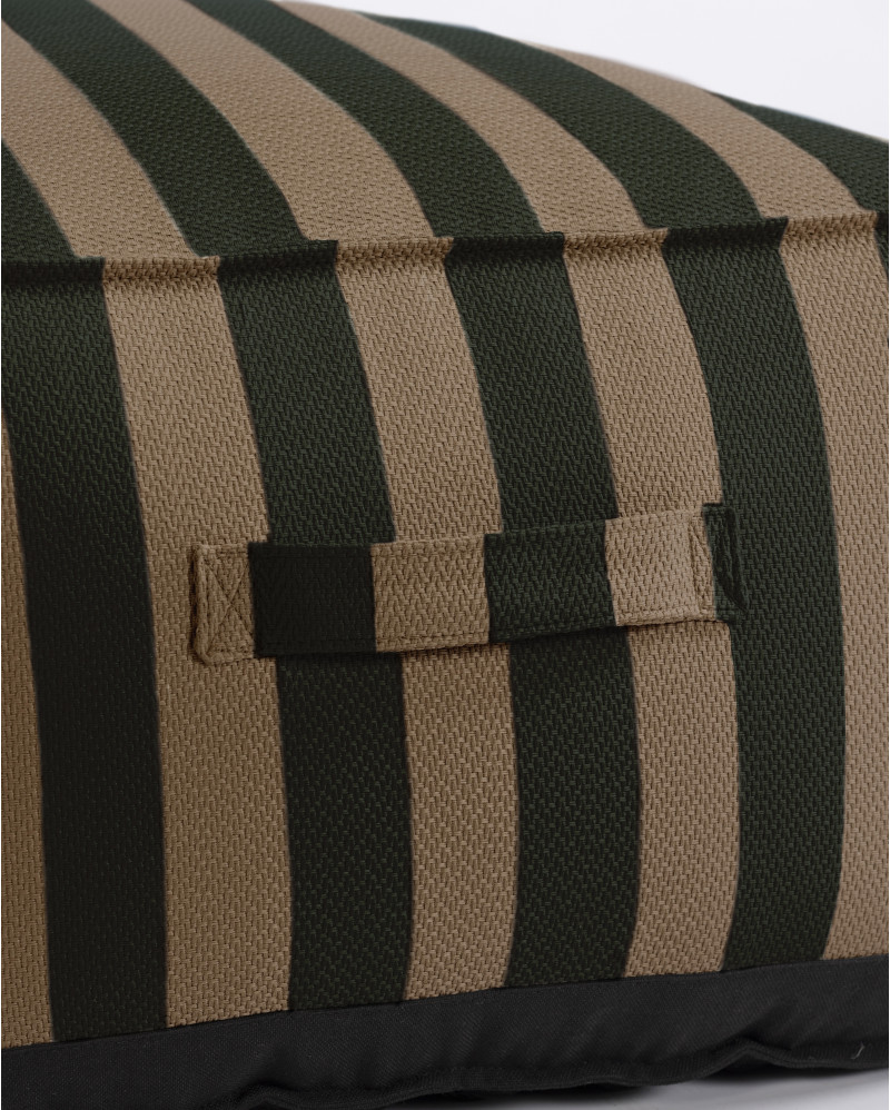 Pouf d'extérieur CACCINI 80 x 80 x 45 cm en couleur naturel et vert foncé (Sahara)