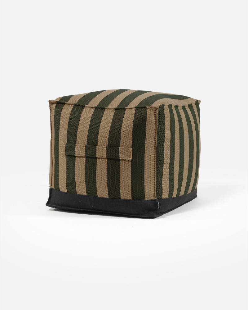 CACCINI outdoor pouffe 50 x 50 x 45 cm in natural and dark green colour (Sahara)