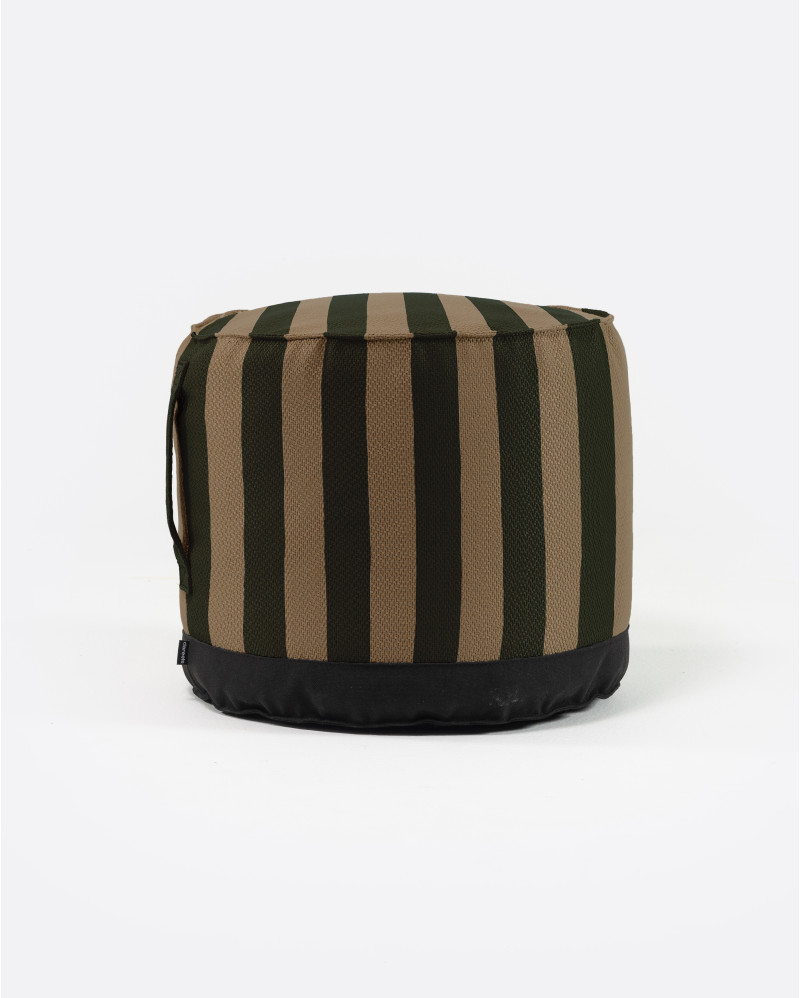 CACCINI outdoor pouffe Ø 50 cm x 45 cm height in natural and dark green colour (Sahara)