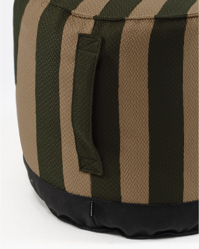 CACCINI outdoor pouffe Ø 50 cm x 45 cm height in natural and dark green colour (Sahara)