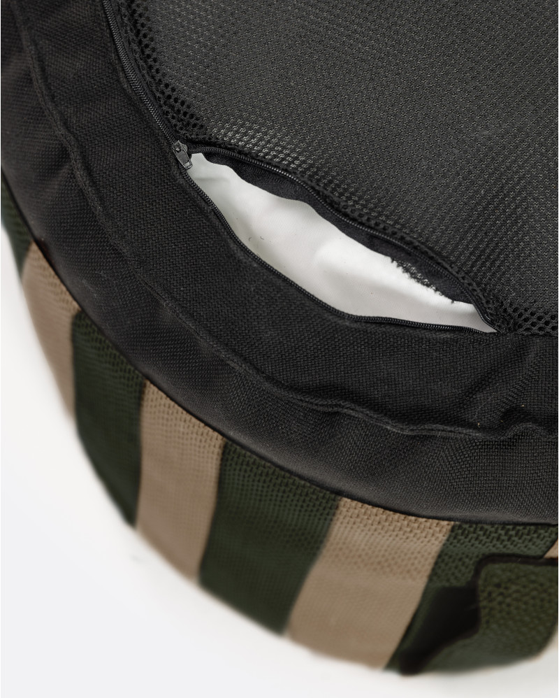 CACCINI outdoor pouffe Ø 50 cm x 45 cm height in natural and dark green colour (Sahara)