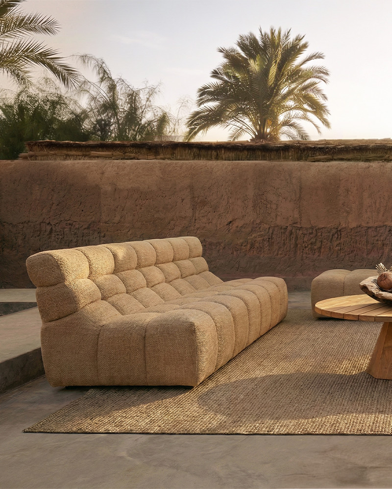 Sofá modular de exterior CHOPIN 4 plazas de olefina reciclada 215 x 93 x 78 cm en color arena (Sand)