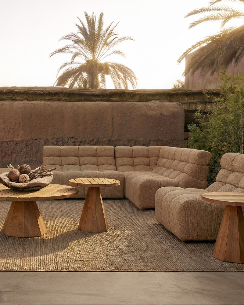 CHOPIN modular outdoor sofa corner in recycled olefin 93 x 93 x 78 cm in Sand colour