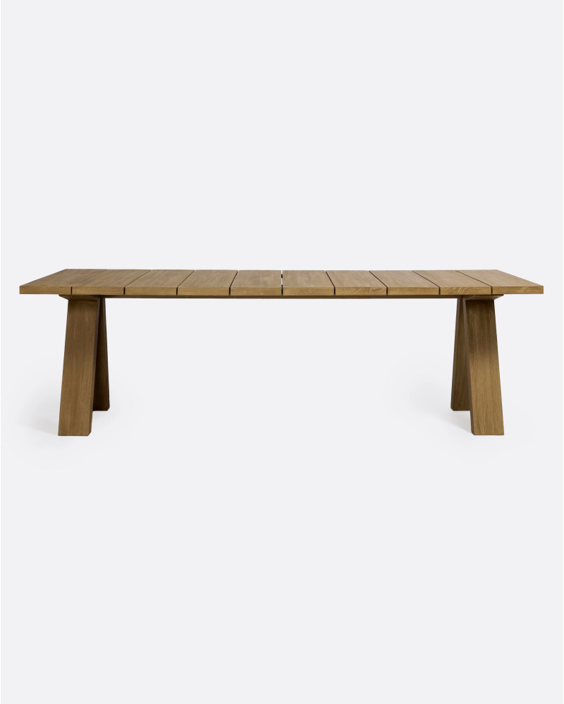 Table d'extérieur BATU en bois de teck 250 x 90 x 76 cm en finition patinée