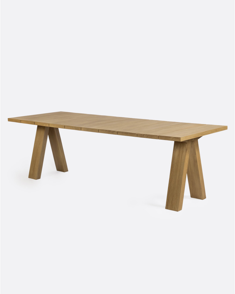 Table d'extérieur BATU en bois de teck 250 x 90 x 76 cm en finition patinée