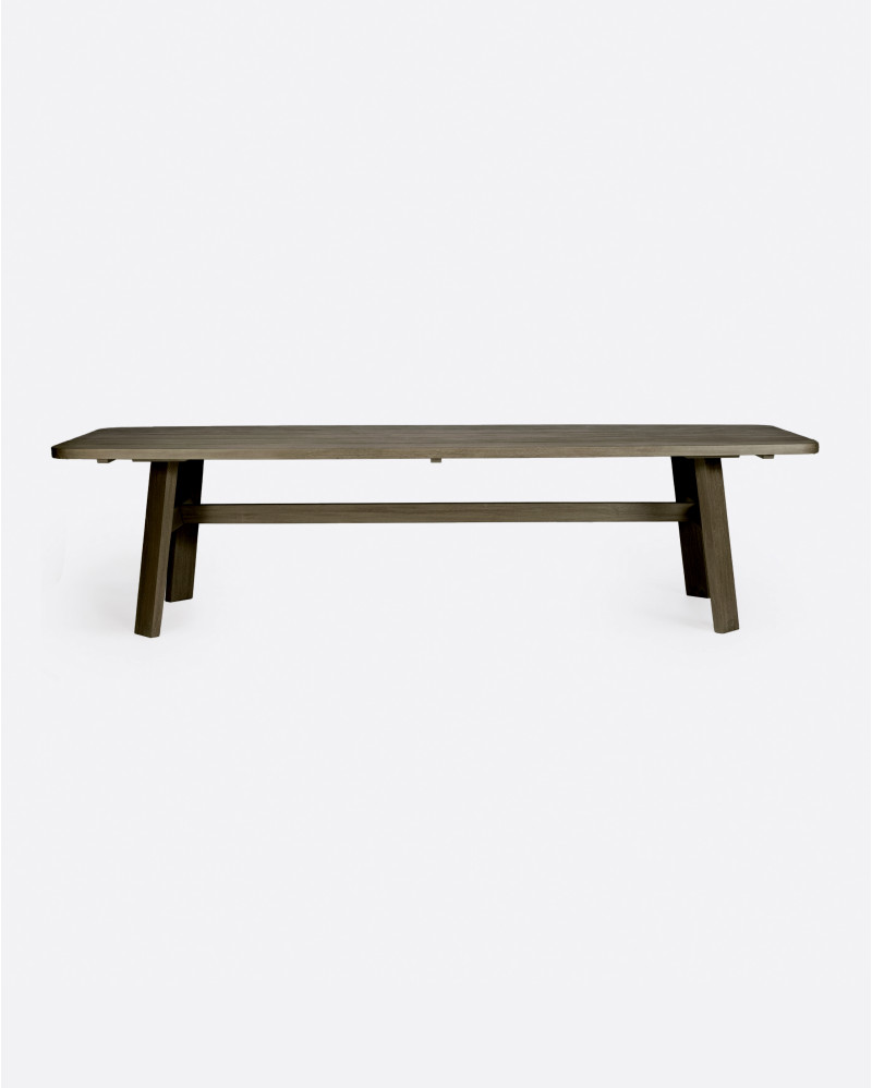 Table d'extérieur TUBAN en bois de teck 290 x 110 x 74 cm en finition patinée