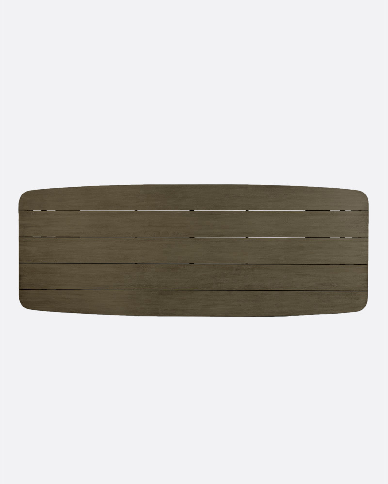 Mesa de comedor de exterior TUBAN de madera de teca 290 x 110 x 74 cm en acabado envejecido