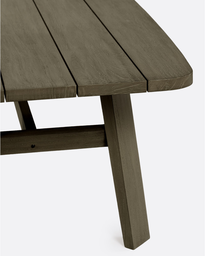 Table d'extérieur TUBAN en bois de teck 290 x 110 x 74 cm en finition patinée