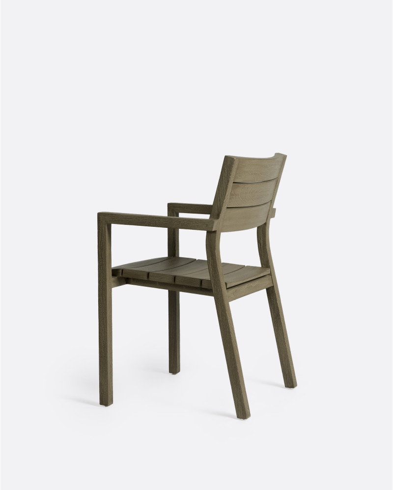Chaise d'extérieur GENESIS empilable en bois de teck 55 x 57 x 85 cm en finition patinée (empilable)