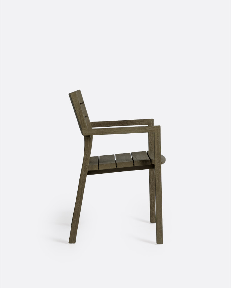 Silla de exterior GENESIS apilable de madera de teca 55 x 57 x 85 cm en acabado envejecido (apilable)
