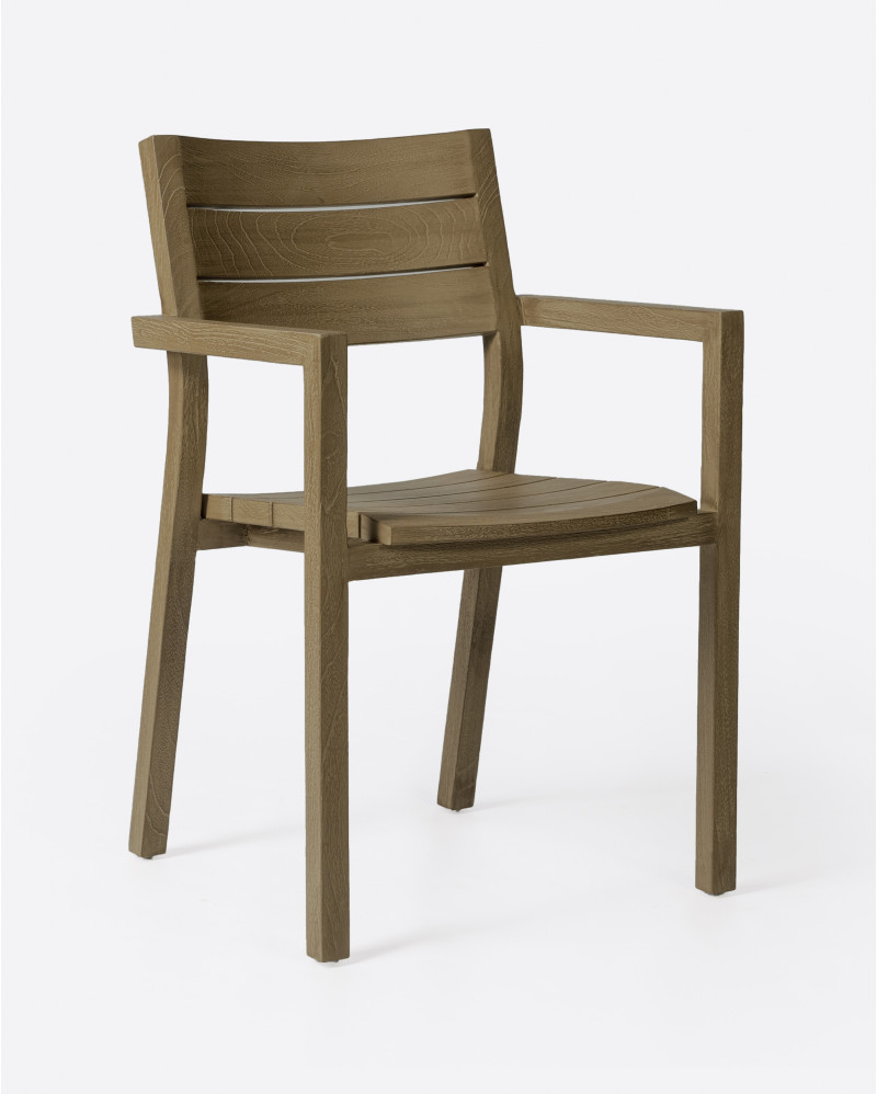 GENESIS outdoor stackable chair in teak wood 55 x 57 x 85 cm in weathered finish (stackable)