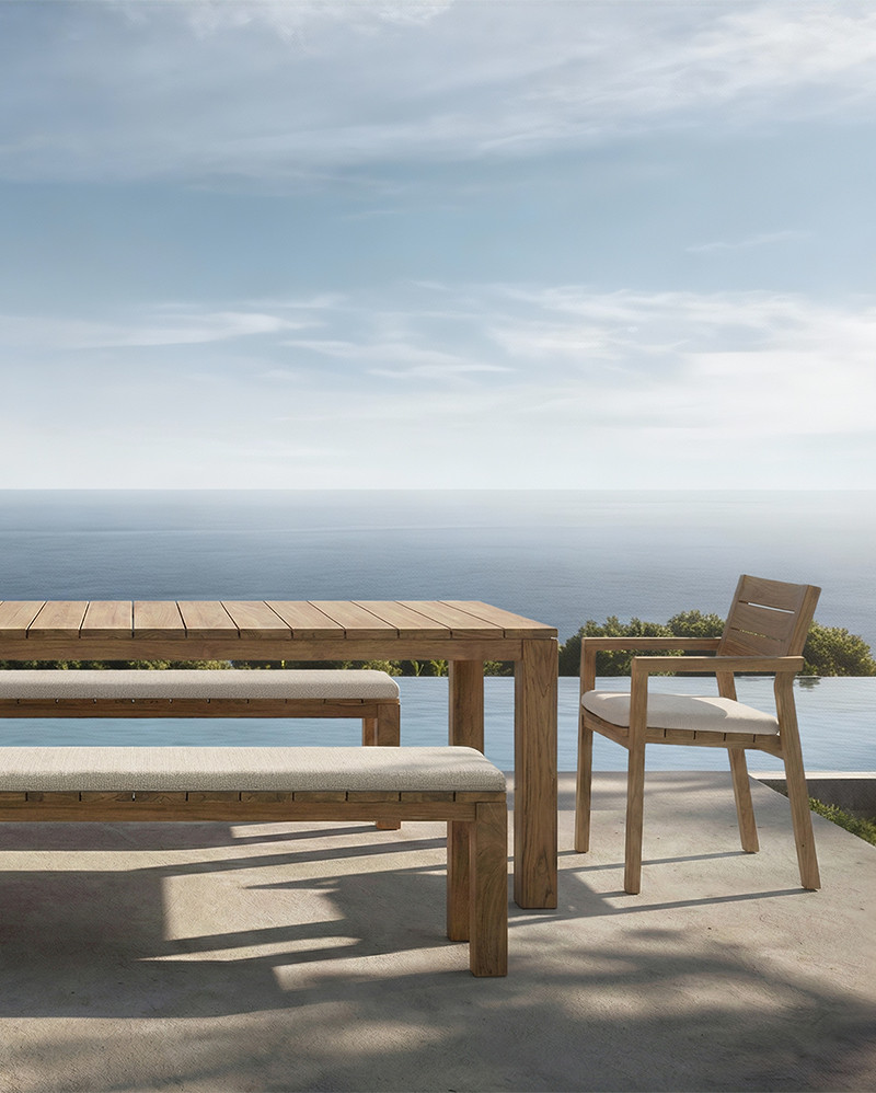 GENESIS Outdoor dining table in teak wood 200 x 90 x 76 cm