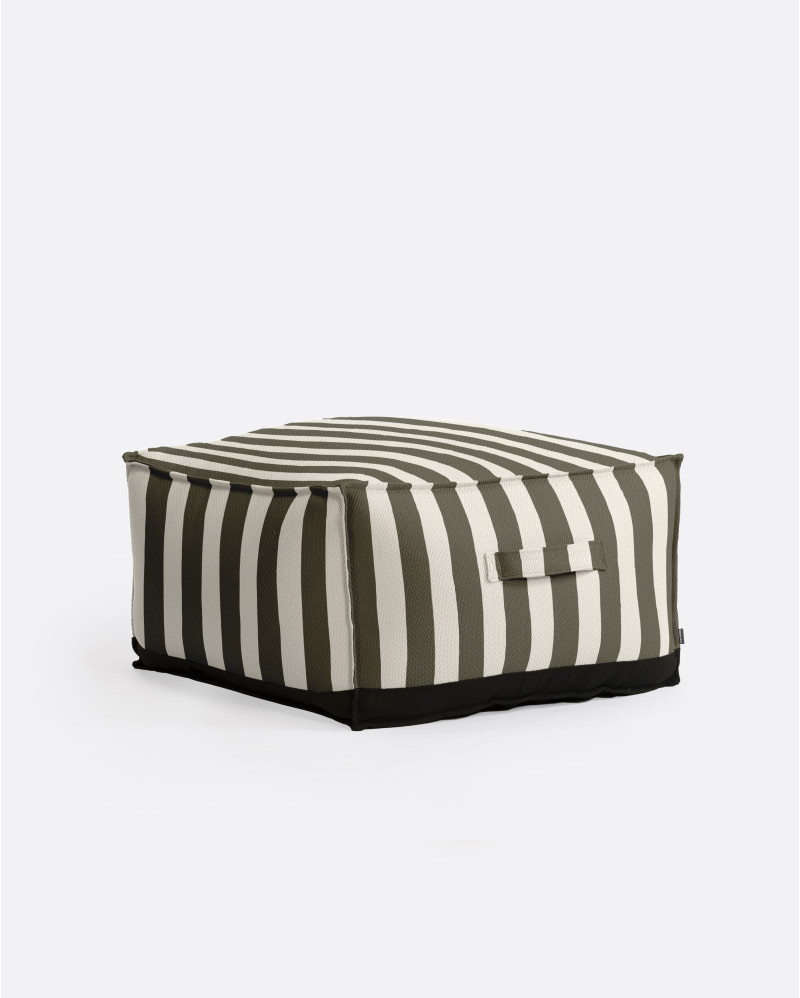 Pouf d'extérieur CACCINI 80 x 80 x 45 cm en couleur naturel et gris foncé (Charcoal)