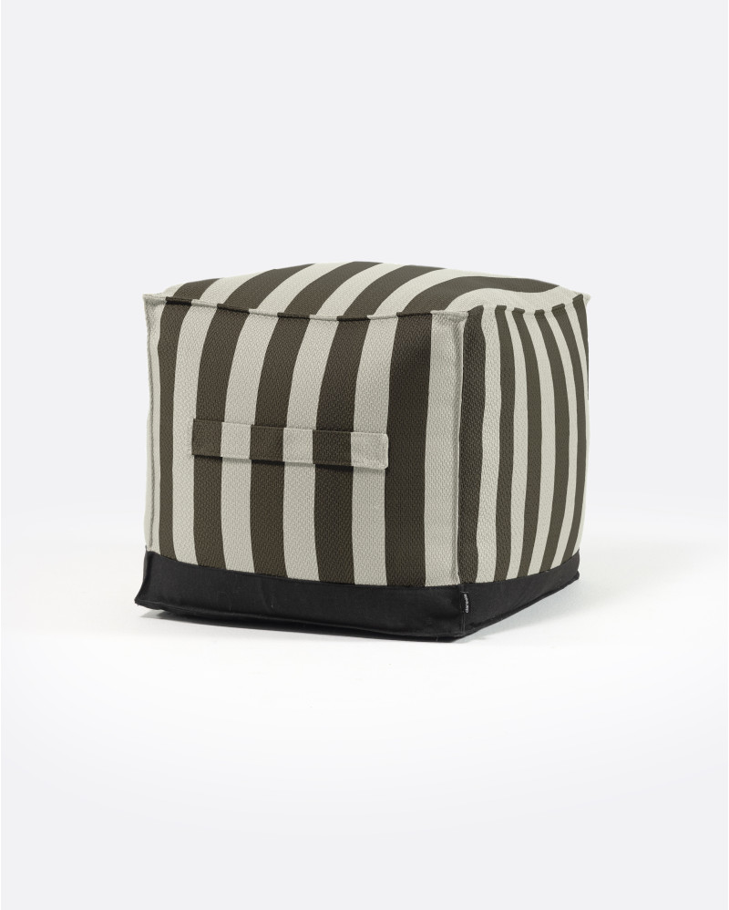 CACCINI outdoor pouffe 50 x 50 x 45 cm in natural and dark grey colour (Charcoal)