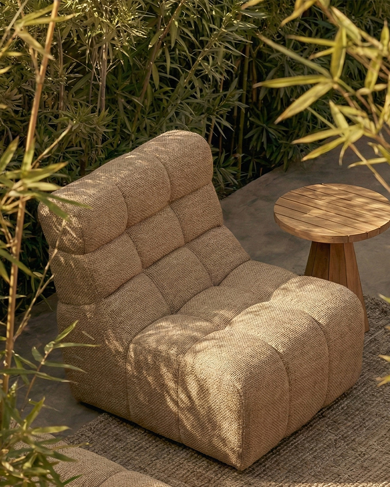 CHOPIN outdoor modular sofa 1-seater in recycled olefin 89 x 93 x 78 cm in Sand colour
