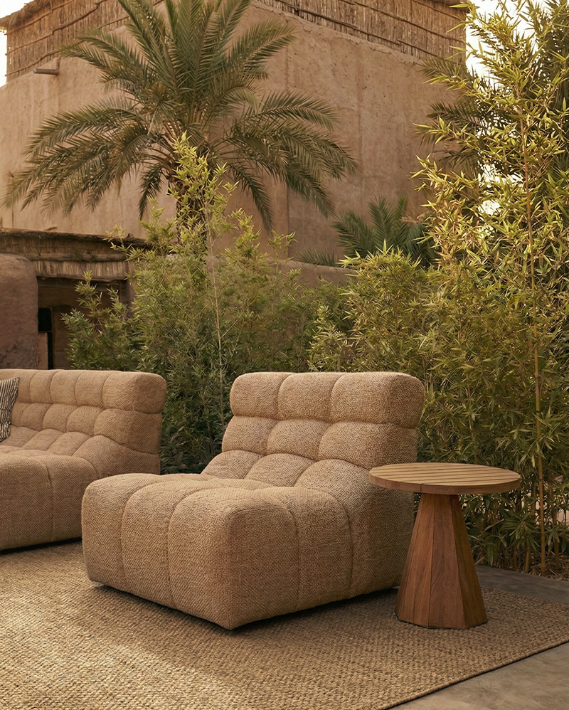 CHOPIN outdoor modular sofa 1-seater in recycled olefin 89 x 93 x 78 cm in Sand colour