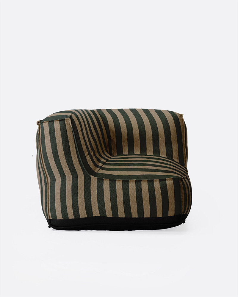 Sofá de exterior CACCINI rinconero 95 x 95 x 80 cm en color natural y verde oscuro (Sahara)