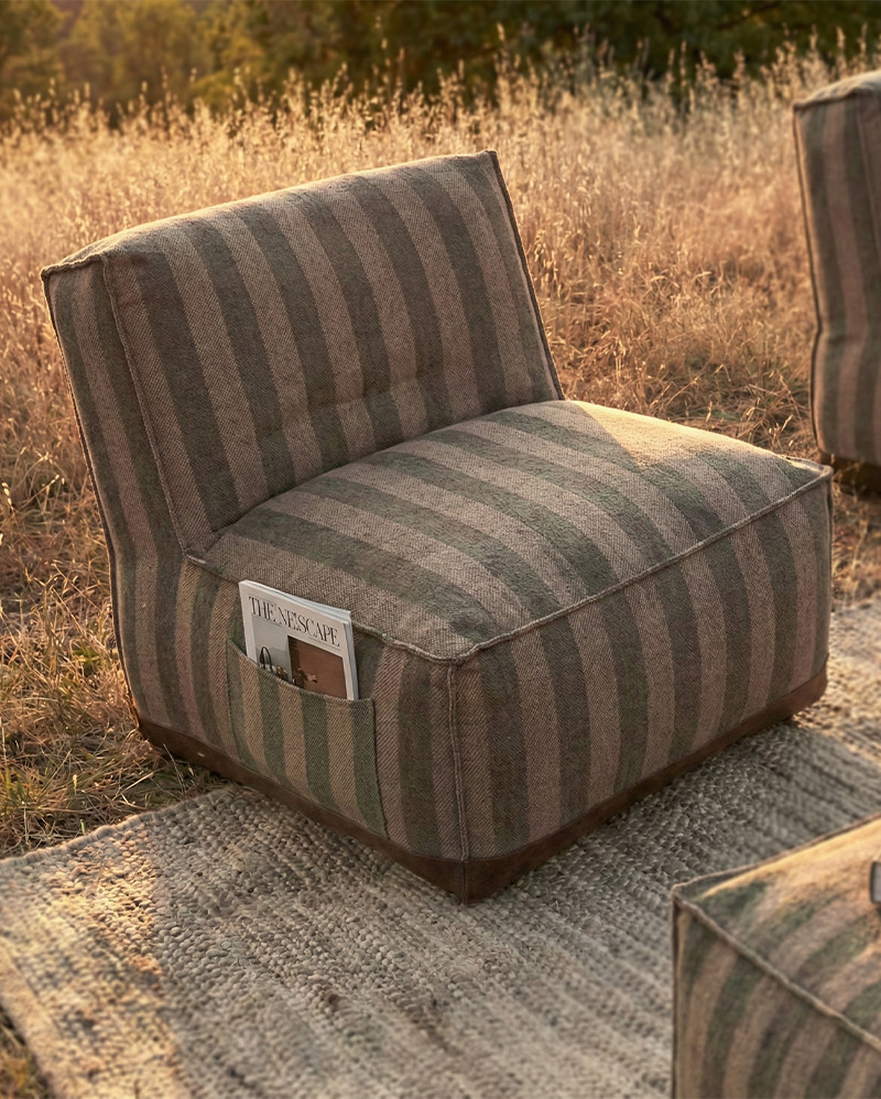 CACCINI 1-seater outdoor sofa 80 x 95 x 80 cm in natural and dark green (Sahara)