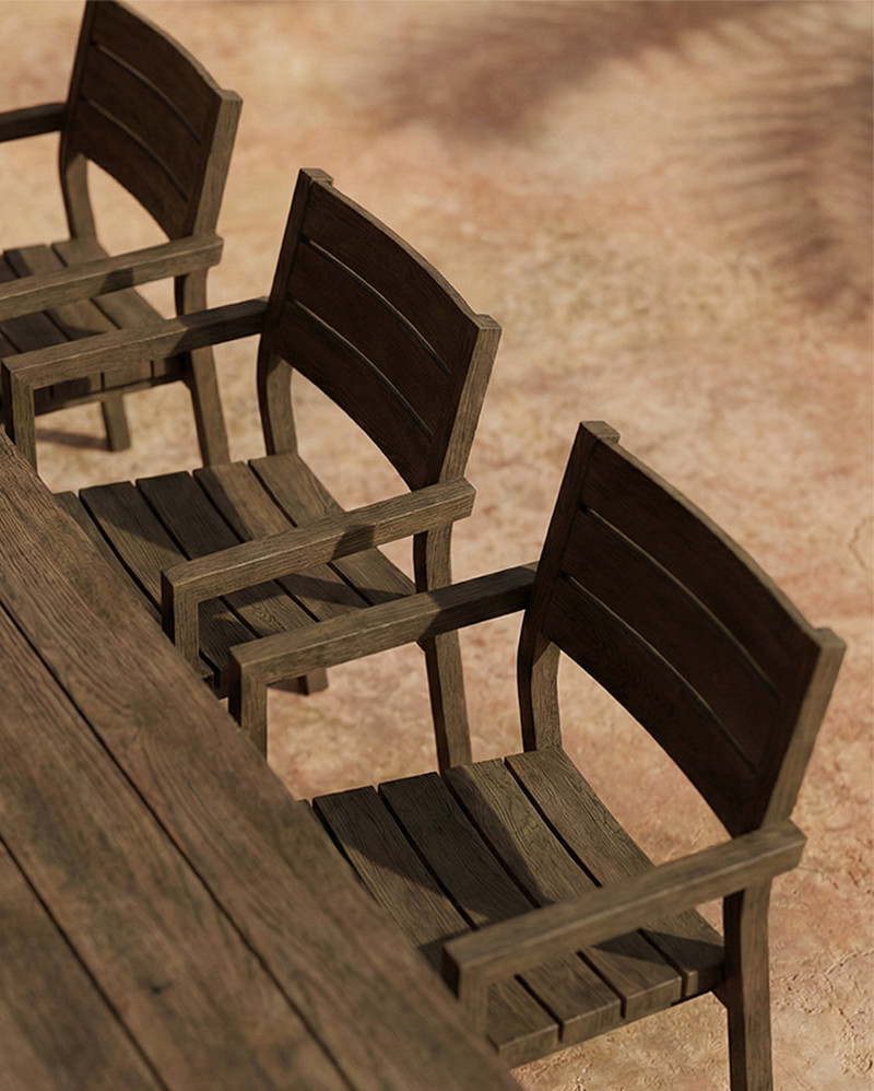 Silla de exterior GENESIS apilable de madera de teca 55 x 57 x 85 cm en acabado envejecido (apilable)