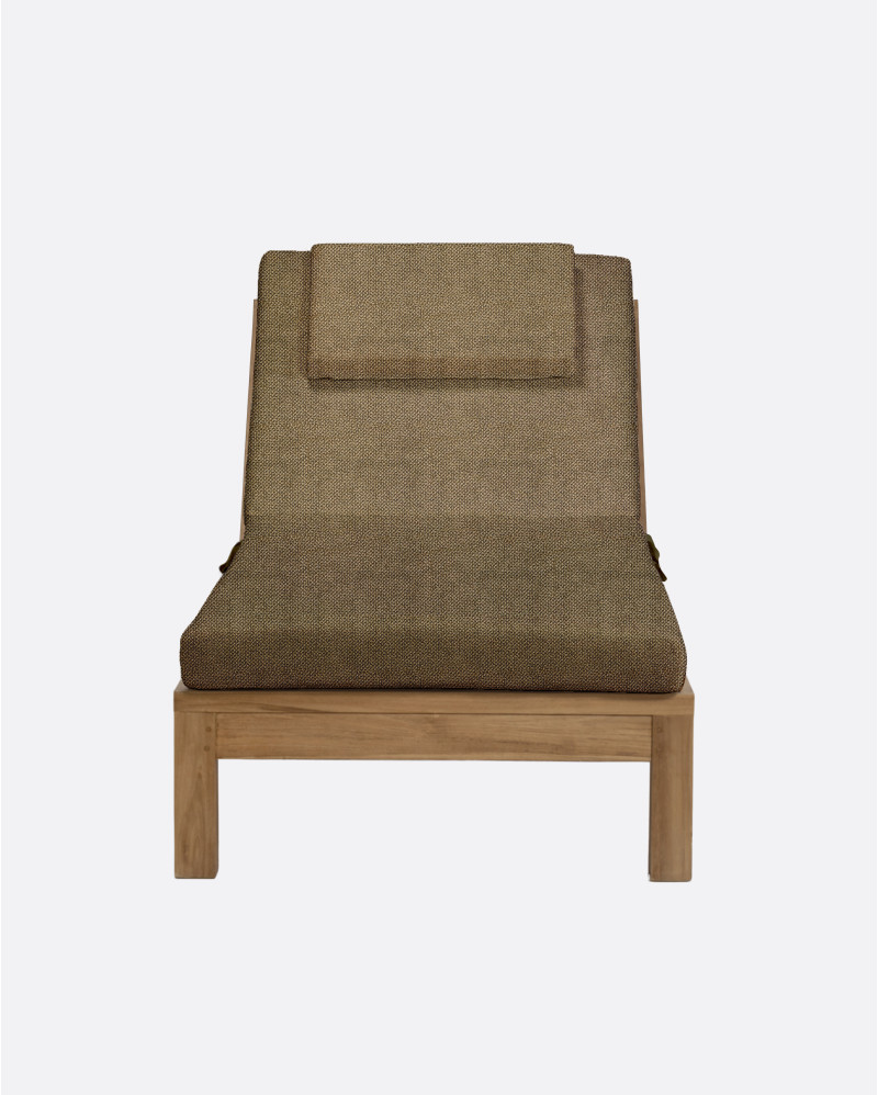 GENESIS outdoor sunbed in teak wood 201 x 78 x 27 cm with a sand-colored mattress