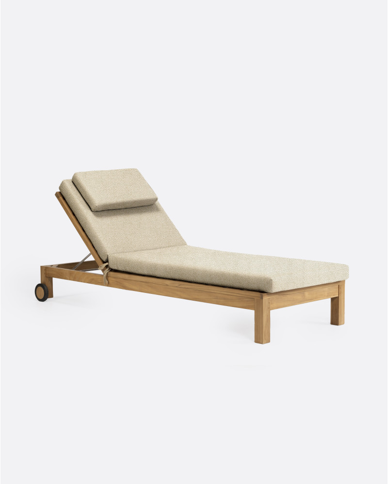 Transat GENESIS en bois de teck 201 x 78 x 27 cm avec un matelas ivoire