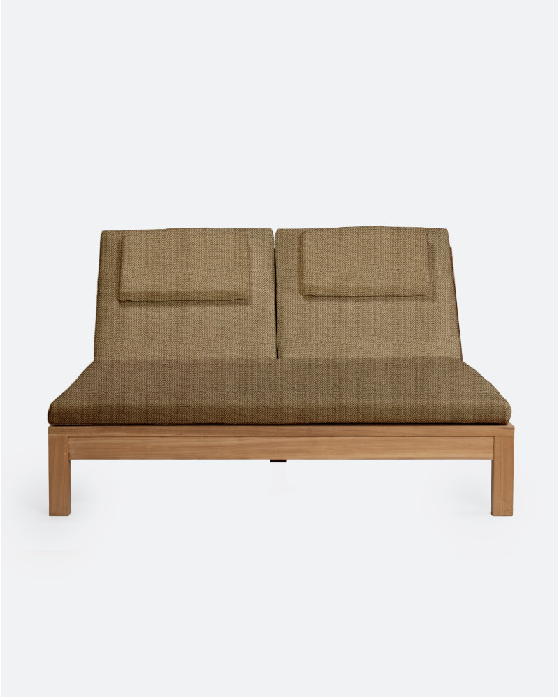 Tumbona de exterior GENESIS de madera de teca 201 x 139 x 27 cm con colchón color arena (sand)