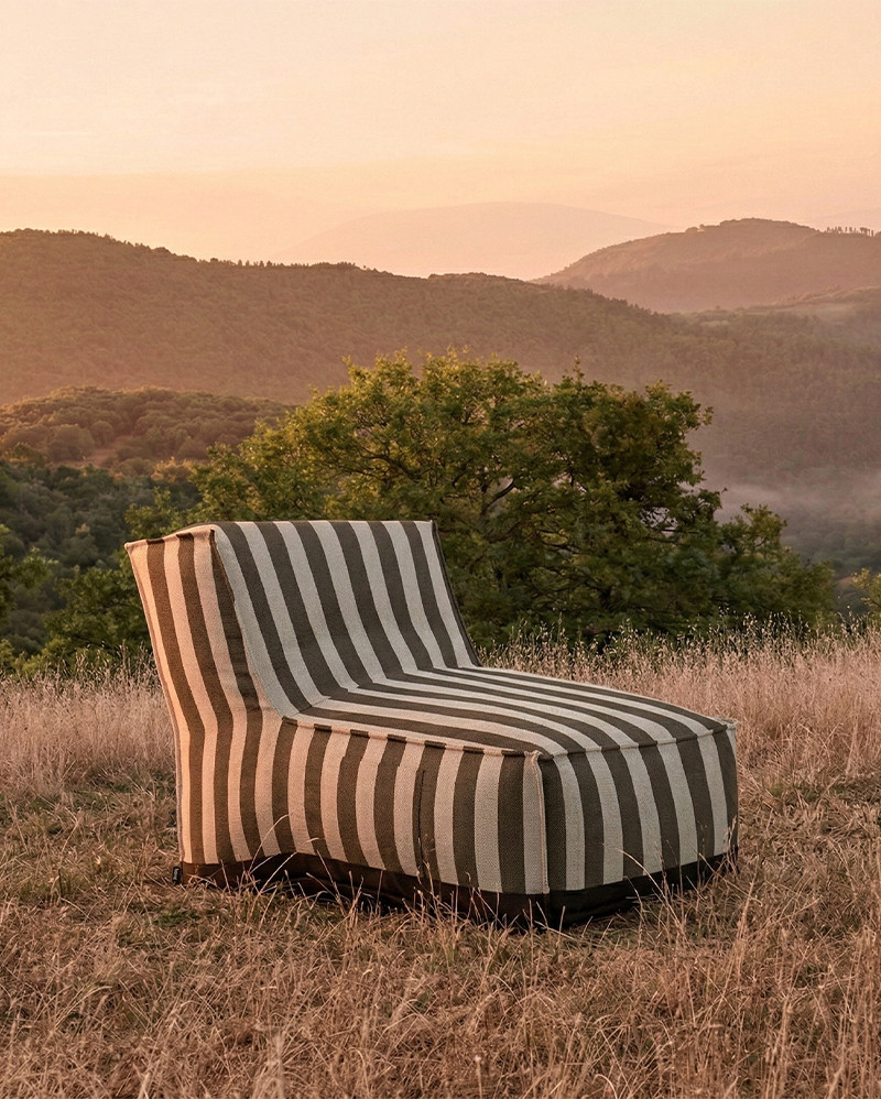 CACCINI 1-seater outdoor sofa 80 x 95 x 80 cm in natural and dark grey colour (Charcoal)