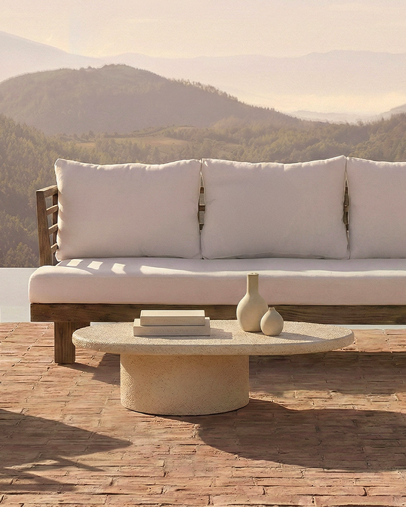 CLAUDE Outdoor center table in concrete Ø 120 cm x 80 x 31 cm high