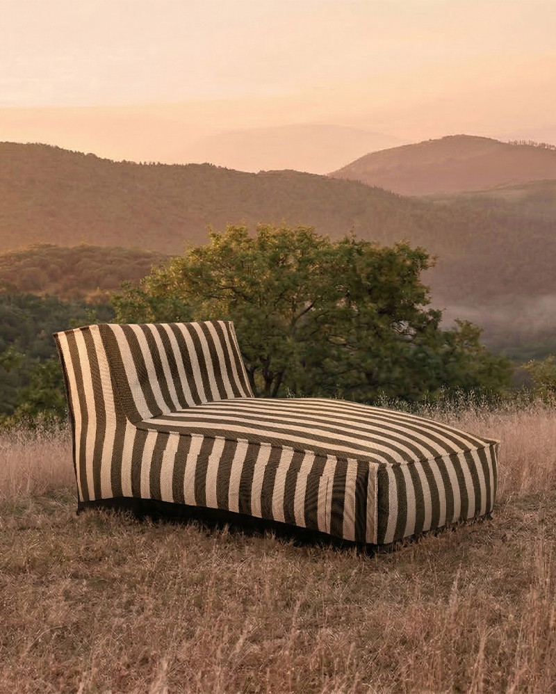 Chaise longue XL de exterior CACCINI 80 x 190 x 80 cm en color natural y gris oscuro (Charcoal)