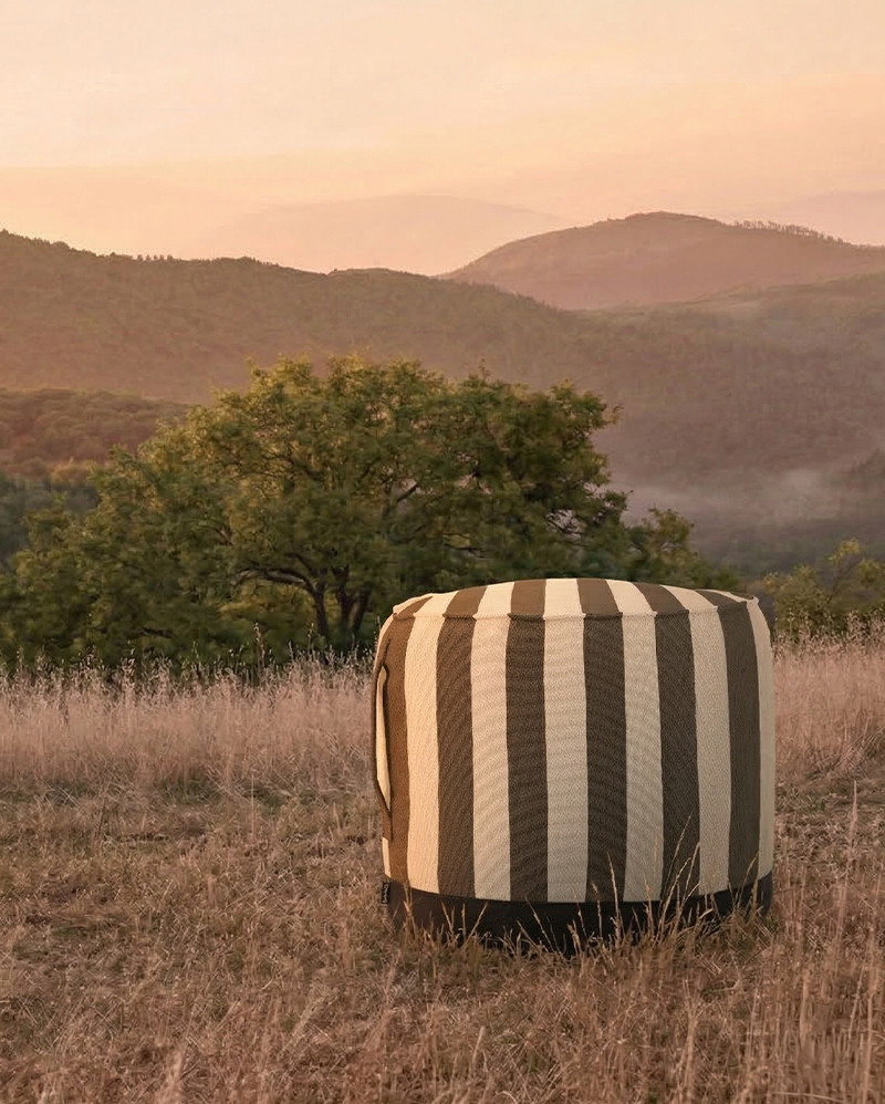 CACCINI outdoor pouffe Ø 50 cm x 45 cm height in natural and dark grey colour (Charcoal)