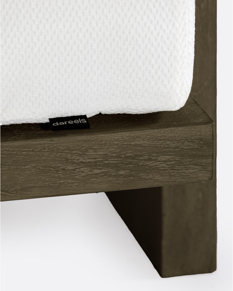 PANJANG 1-seater outdoor sofa in teak wood 88 x 83 x 81 cm in weathered finish and white upholstery